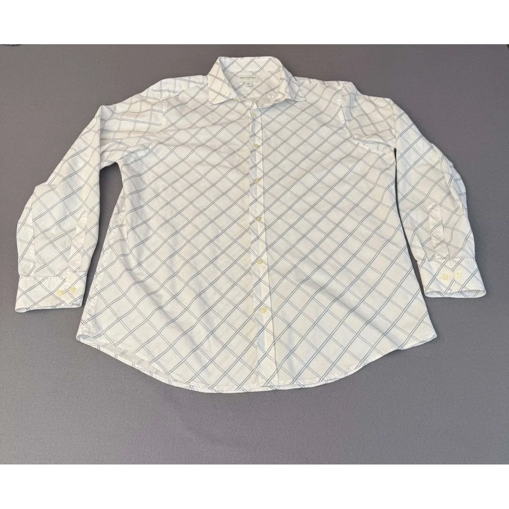 Banana Republic Shirt XXL White Blue Square Casual Long Sleeve Shirt Mens